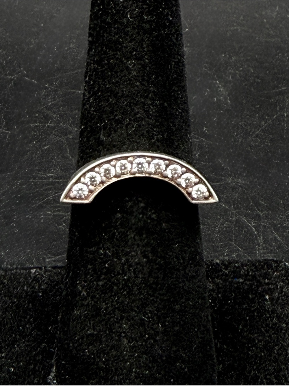 Judith Ripka - Vintage Sterling Silver CZ Arched Band Ring - Size 6.25